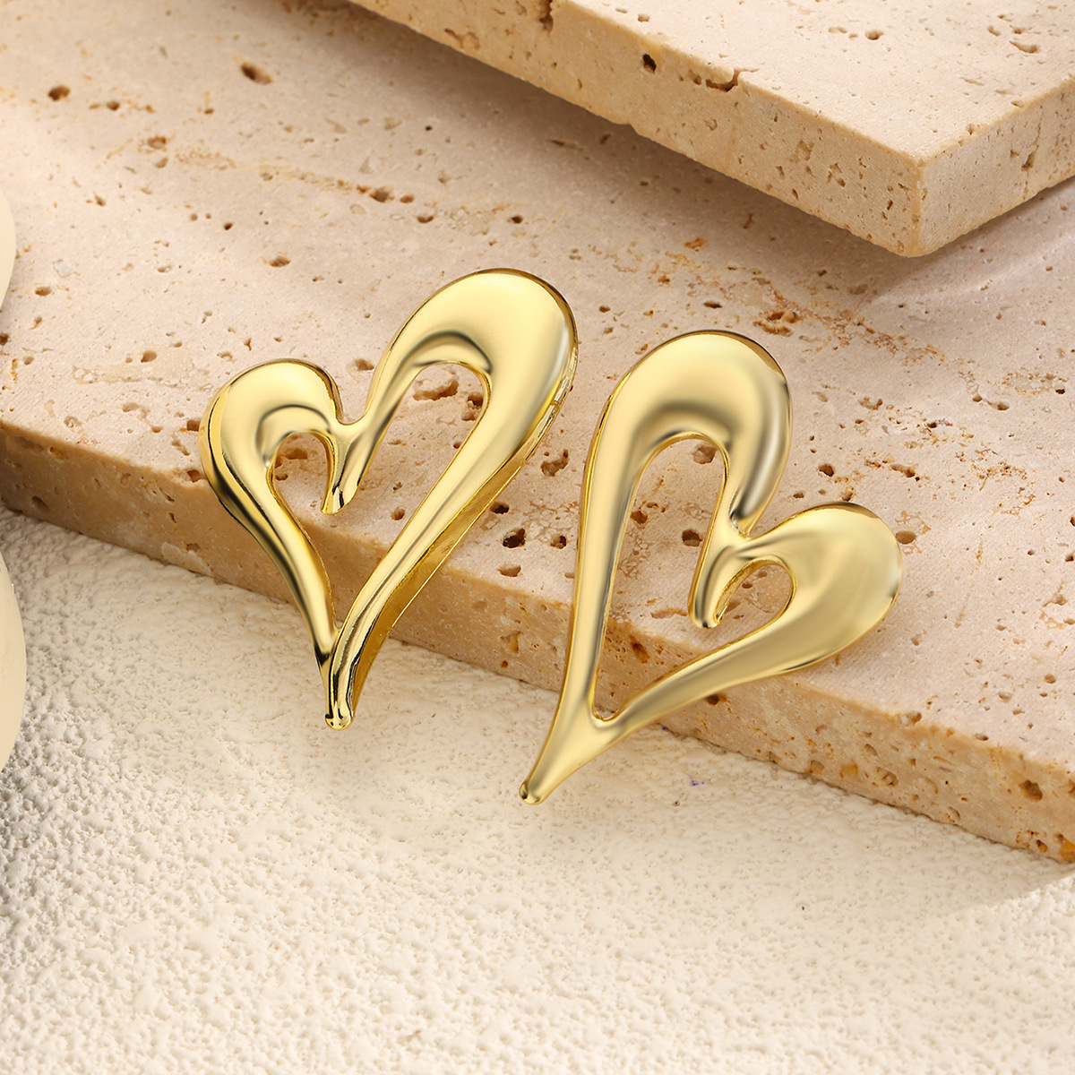 Multi-layer Heart Drop Earrings Gold Geometric Hoop Earrings_voghion.com