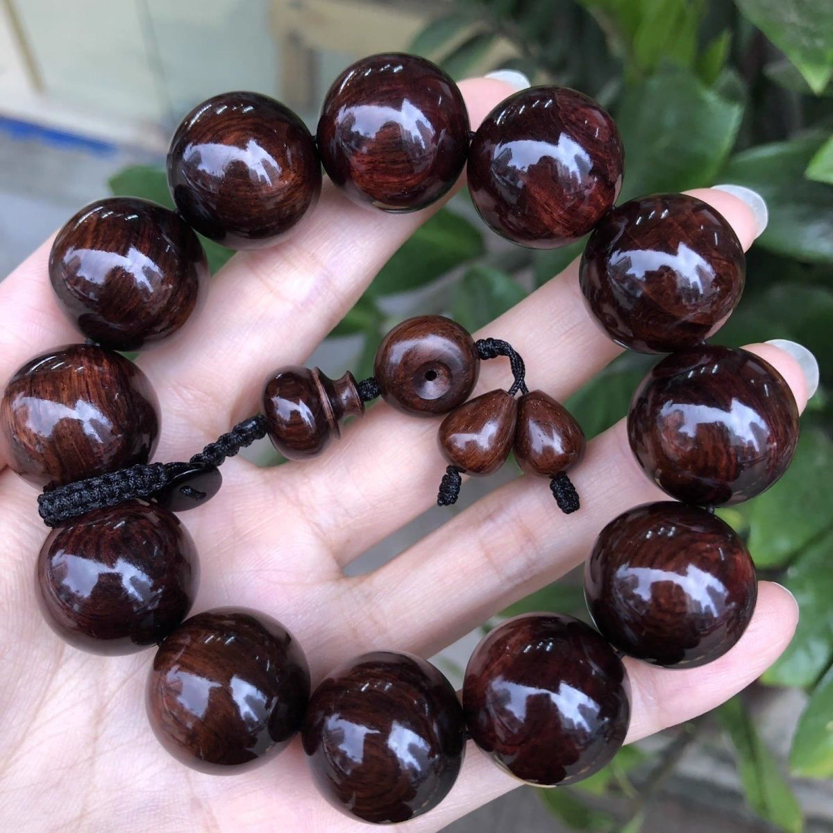 海南黄花梨木手串男士海黄紫油梨108颗佛珠老料糠梨鬼脸对眼手链