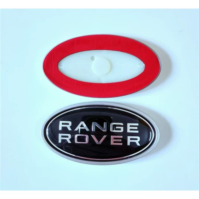 hood lettering, English lettering decals, Car logo - standard-new-oval-shaped-black-background-silver-lettering-tail-tag-sold-individually