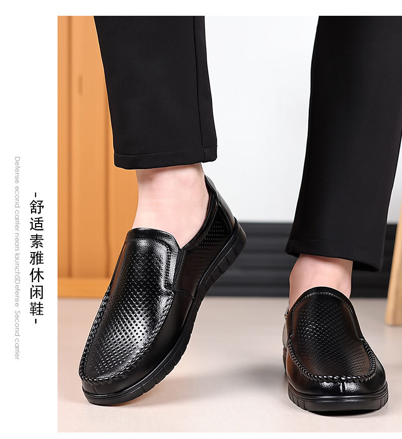 Dép sandal nam da bò thật thoáng khí lỗ rỗng, đế cao 1-3 cm, kiểu mùa hè — nâu, đen chi tiết 15