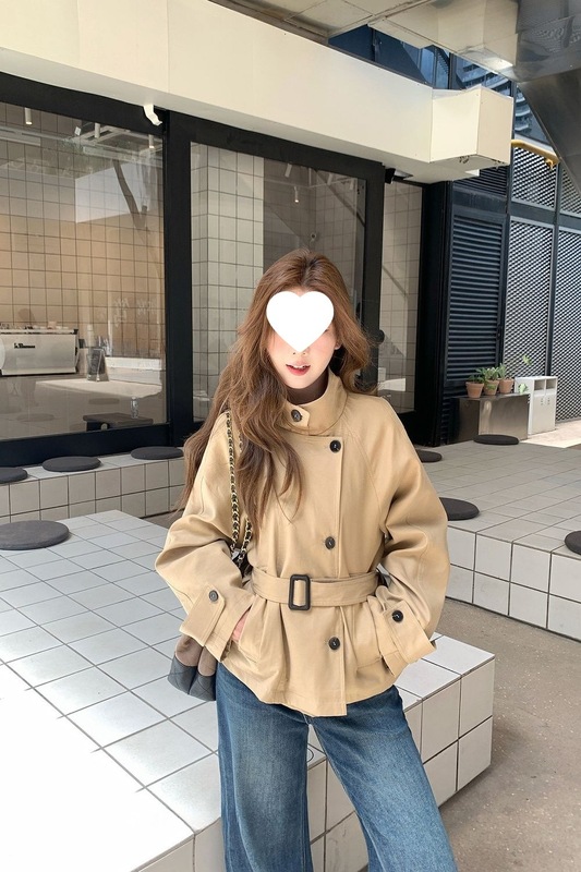 韩系短款风衣外套女英伦风立领收腰外套直发直销工厂一件厂家跨境|undefined