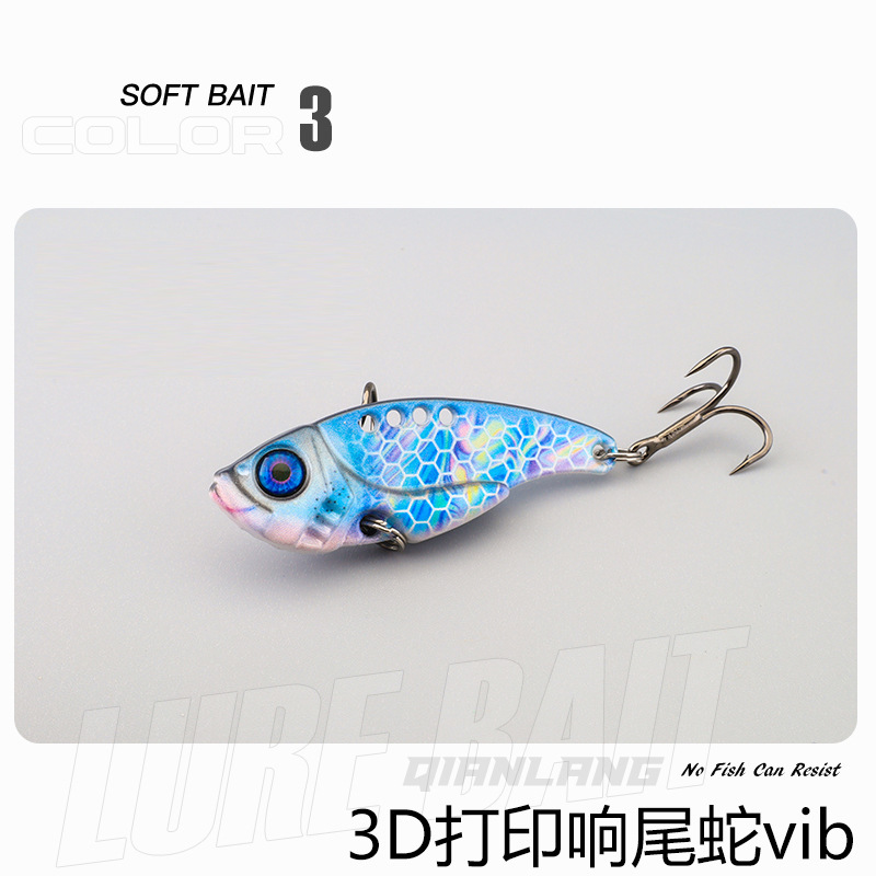3D lentejuelas de metal colorido VIb falso cebo de cascabel de tiro largo que rebordea Luya cebo Caballo Boca Bass cebo de Pesca de Agua Dulce