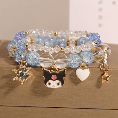 Corea del Sur fresco lindo conejo chica pulsera en línea celebridad niña flor caliente cristal pulsera chica novias pulsera