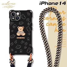 小熊斜挎可背适用苹果15Promax手机壳挂绳防摔13背带式12软xs