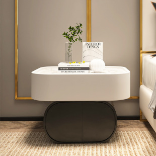 Installation-free Bedside Table Modern Simple Light Luxury High-end Round Rock Plate Minimalist Bedside Small Cabinet Creative Internet Celebrity