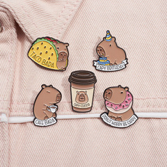 Cartoon Creative Soft Cute Bear Shaped Metal Pin Accessory, Niche Exquisite Burger Donut Animal Badge