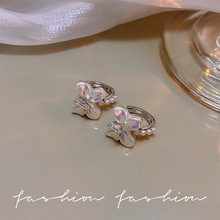 韩版时尚轻奢高级感锆石蝴蝶耳扣小众设计感百搭气质小巧耳饰批发