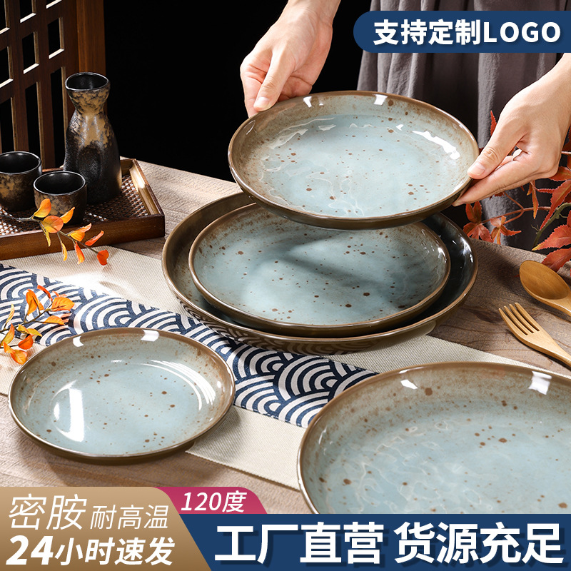 일본식 깊은 원형 접시, 고급 레스토랑 및 호텔 특별 모조 도자기 접시, 덮밥 접시, 상업용 멜라민 식기 도매