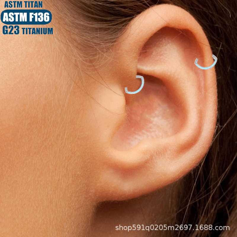 F136 Titanium Alloy Seamless Nose Ring Hoop Eye-shaped Piercing Earring for Women Men detail image 17
