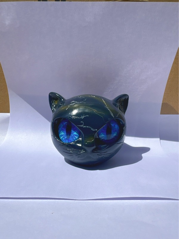 跨境独立站亚马逊猫咪雕塑装饰品摆件万圣节装饰猫咪头像摆件|undefined
