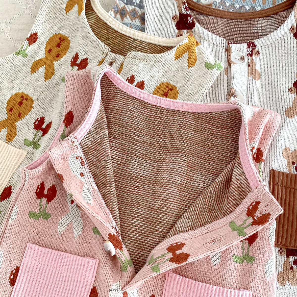 Bebé Otoño e Invierno mono niños y niñas bebé dibujos animados impreso chaleco camiseta de dos piezas para niños al aire libre mameluco