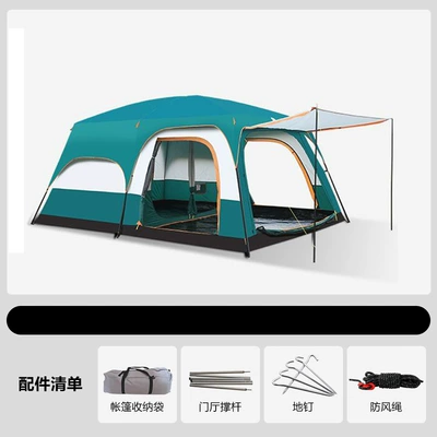 096 Full Series Outdoor Tent with Two Rooms and One Living Room, Foldable, Portable, Sun-Proof, Waterproof, Cross-Border Dropshipping Camping Tent (Avtomobil dam çadırları) - green-8-12-people