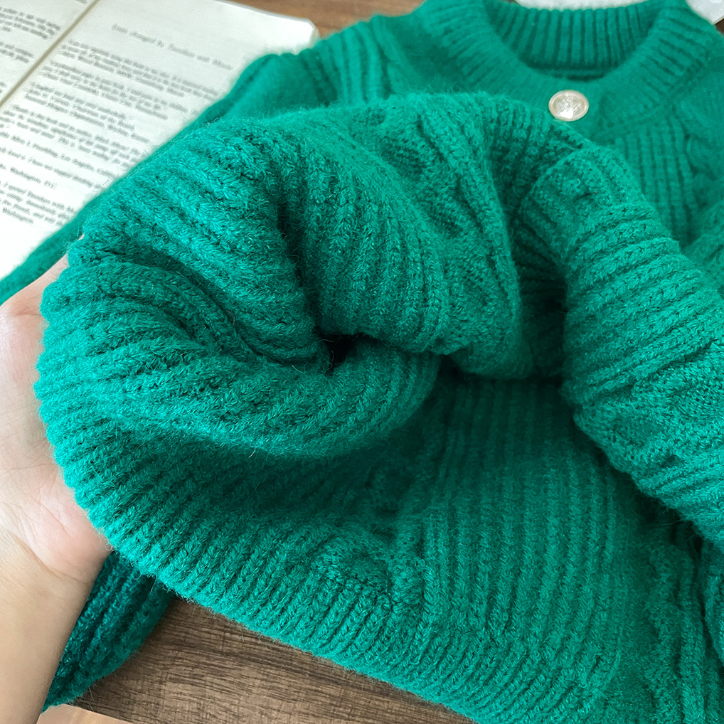 Han 24 Neue Baby-Kleidung Mädchen Rot Grün Fried Dough Twists Strickjacke Verdickt Gestrickte Pullover Mantel Mode Herbst und_voghion.com