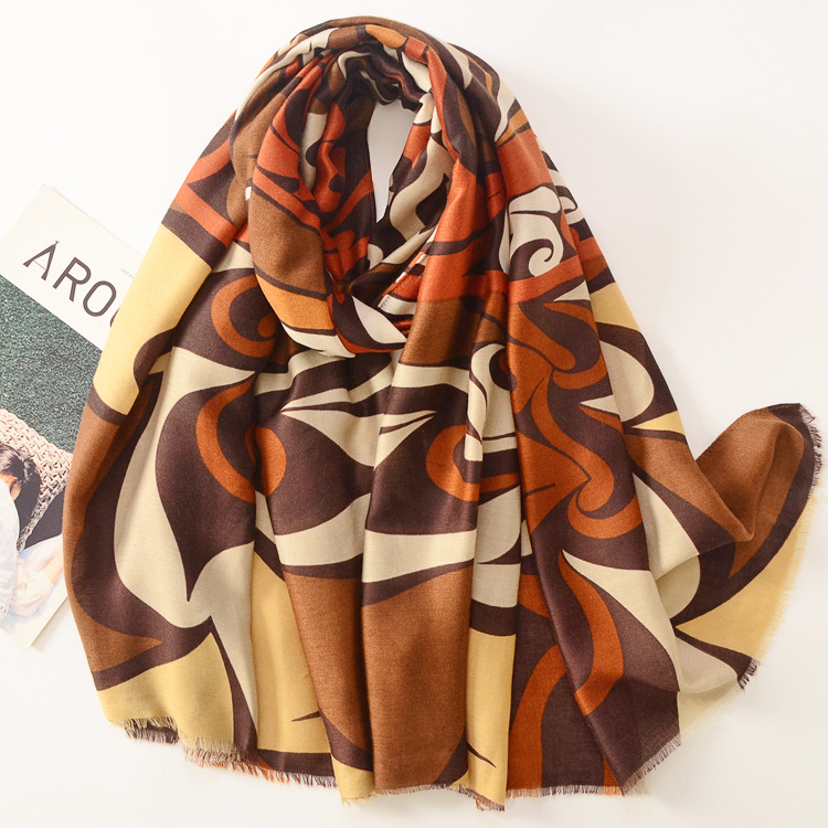 Comercio exterior nuevo algodón y lino sensación bufanda personalidad de la moda maquillaje facial impresión suave satén algodón otoño e invierno cálido chal decorativo