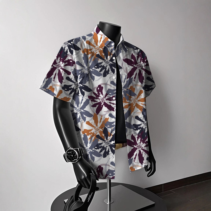 Hawaiian Ice Silk Beach Flower Shirt Short-Sleeved Men's Summer Thai Seaside Vacation Men's Clothing Southeast Asian Style Clothes Hawaiian Ice Silk Beach Flower Shirt Short-Sleeved Men's Summer Thai Seaside Vacation Men's Clothing Southeast Asian Style Clothes