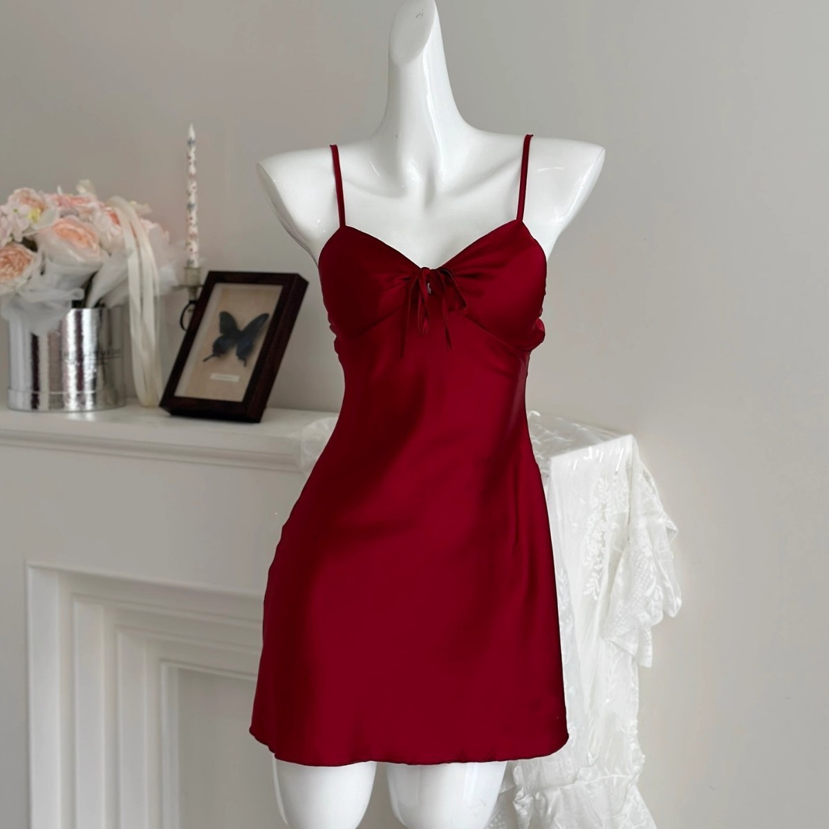 Burgundy slip dress