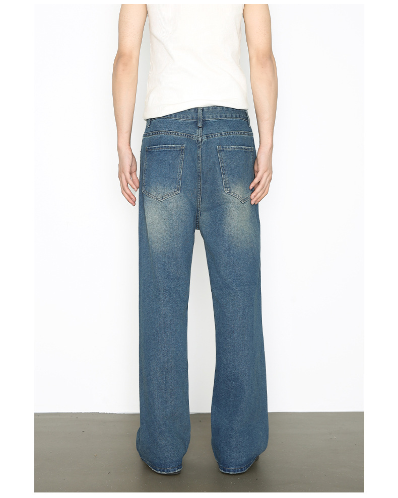 Men's Clothing Retro Washed Jeans Loose Straight Leg Trousers Men's Wide Leg Trousers Trendy Versatile In Stock_mkmklike.com