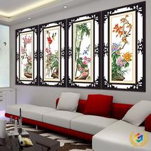 ✅2025新款线绣十字绣成品纯手工梅兰竹菊四联绣好的出售客厅办公