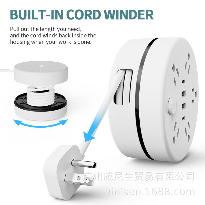 Transfronterizos para enchufes de almacenamiento estándar estadounidenses, enchufes de fila de discos de bobinado estadounidenses con placa de enchufe de protección contra sobretensiones USB