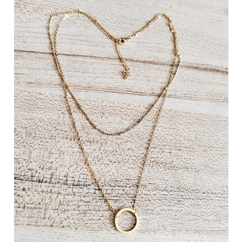 Simple Style Circle Stainless Steel Titanium Steel Plating Layered Necklaces display picture 8