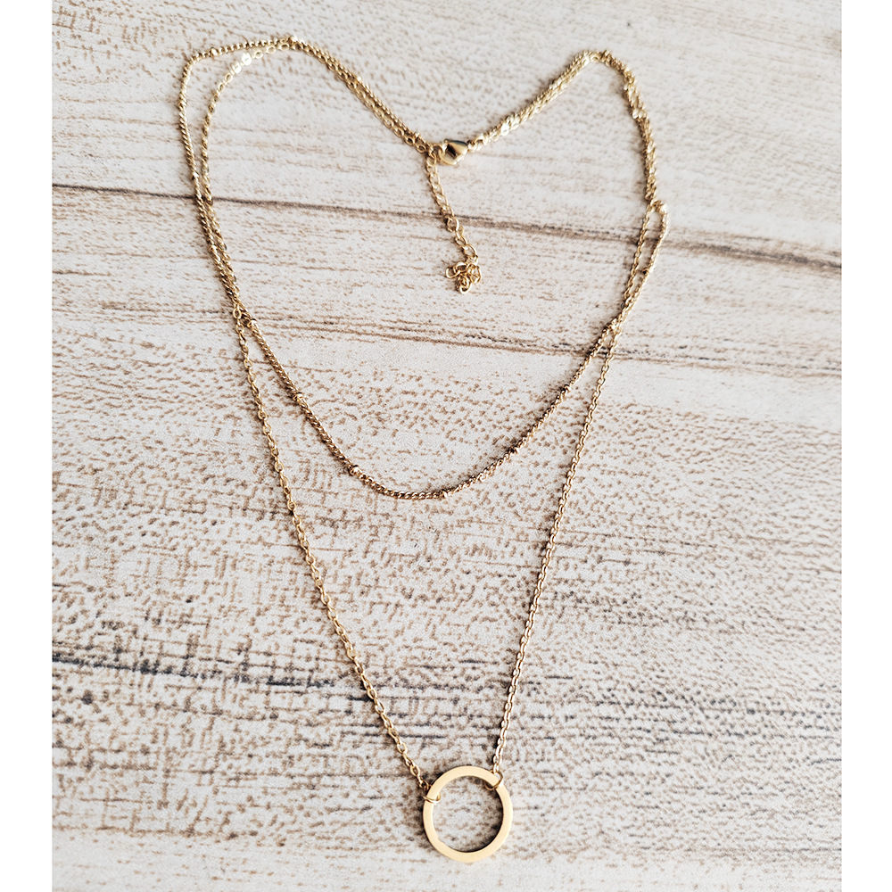7g Weight Layered Necklaces Classification Daily Occasion Stainless Steel, Titanium Steel Material Circle Pattern Women'S Gender Plating Design Simple Style Style Simple Style Circle Stainless Steel Titanium Steel Plating Layered Necklaces 7
