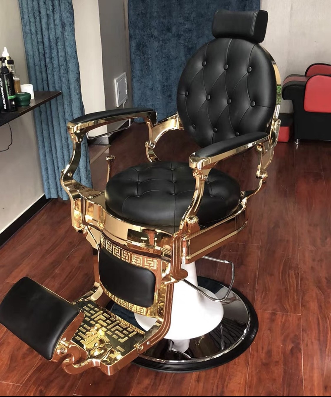 Peluquería de alta gama para hombres Silla de cabeza de aceite peluquería taburete especial peluquería elevación y caída corte de pelo afeitado reclinable