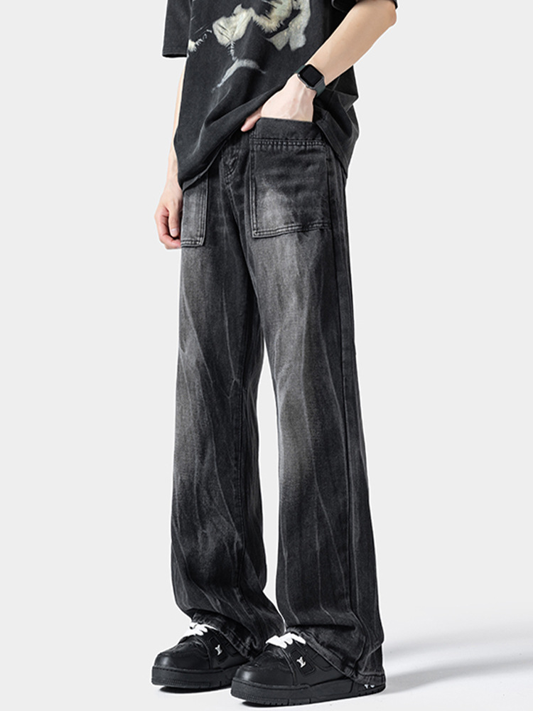 Jean homme ample et droit style américain avec motif éclair_voghion.com