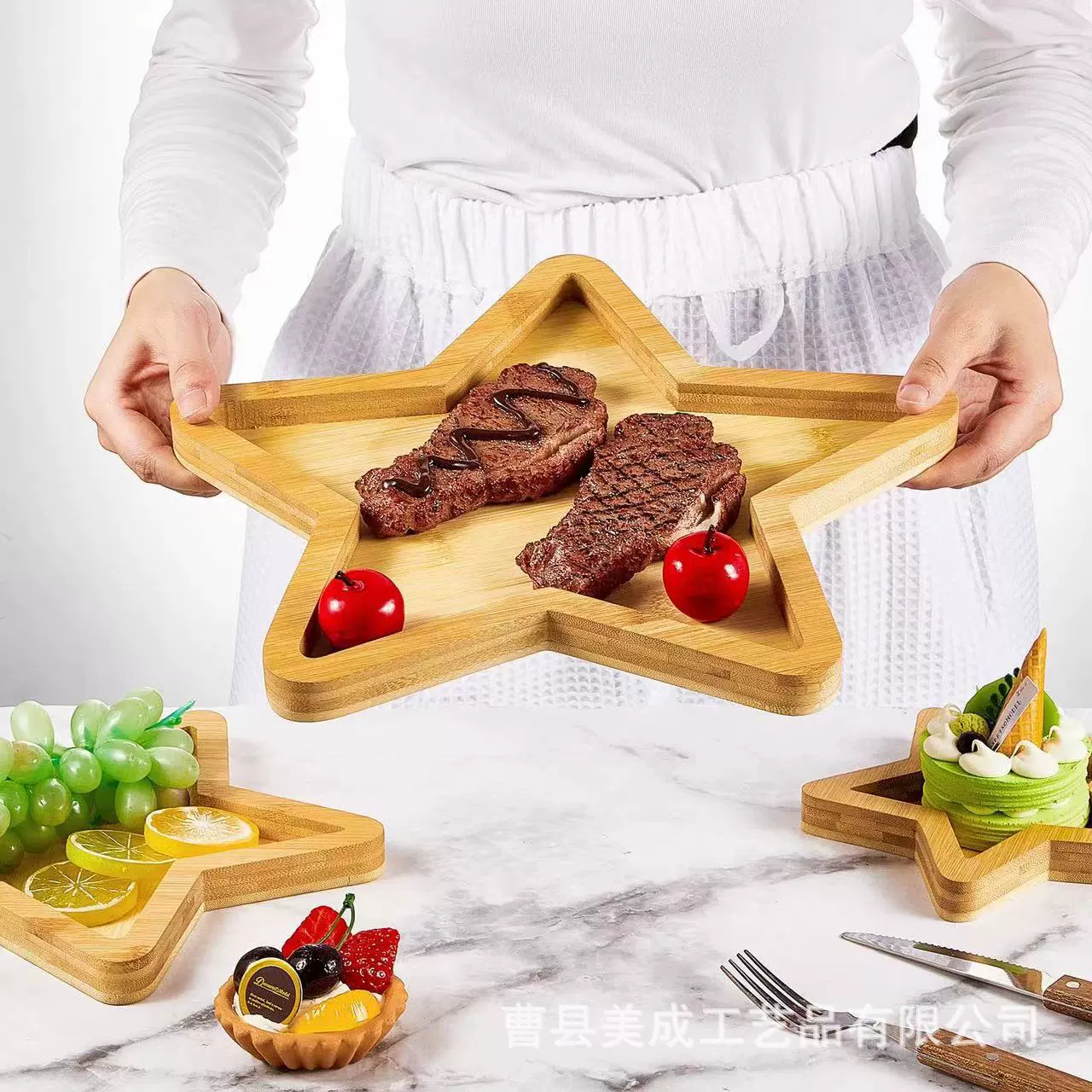 Трансграничные деревянные пятиконечные звездные подносы для детей послеобеденный чай фруктовые закуски поднос для украшения реквизита