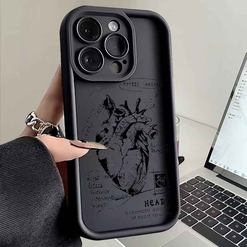 Funda para teléfono móvil iphone16promax para corazón Apple 15 anti-caída 14 estilo europeo y americano 13 personalidad 12 nuevo 11
