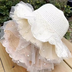 寶寶太陽帽兒童草帽百搭女童遮陽帽子公主帽沙灘防曬帽漁夫帽夏潮