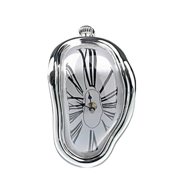 ✅Creative home table corner twisted clock melting clock table corner decorative clock Roman numeral wall clock retro clock time and space