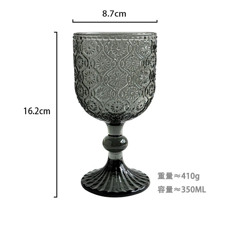 Copa de rayas verticales de vidrio retro europeo, copa de vino tinto, copa de postre alto de helado, copa de vino de frutas de uva de champán casero
