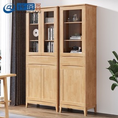 Modern simple solid wood cabinet study bookcase combination living room with glass door storage cabinet living room all solid wood display cabinet