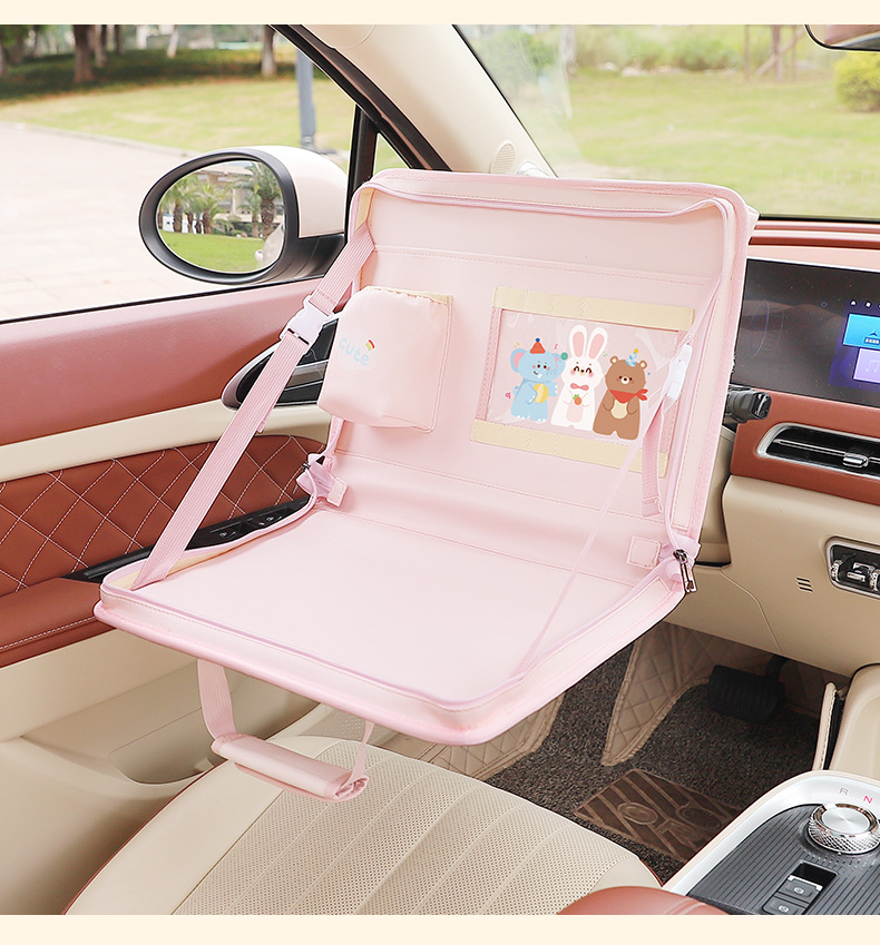 Car Steering Wheel Laptop Bracket Multifunctional Small Table for Car Rear Folding Dining Table Storage Hanging Bag