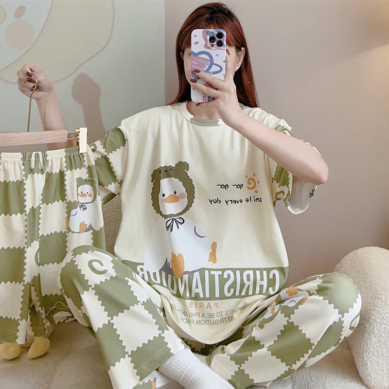 Source factory foreign trade summer 2025 new pajamas ladies short sleeve shorts pants three-piece home clothing wholesale