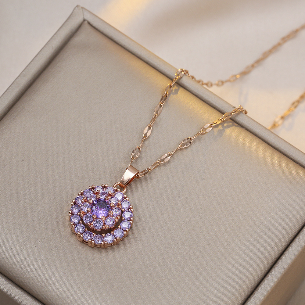 Set di gioielli in acciaio titanio da donna stile coreano zircone_voghion.com