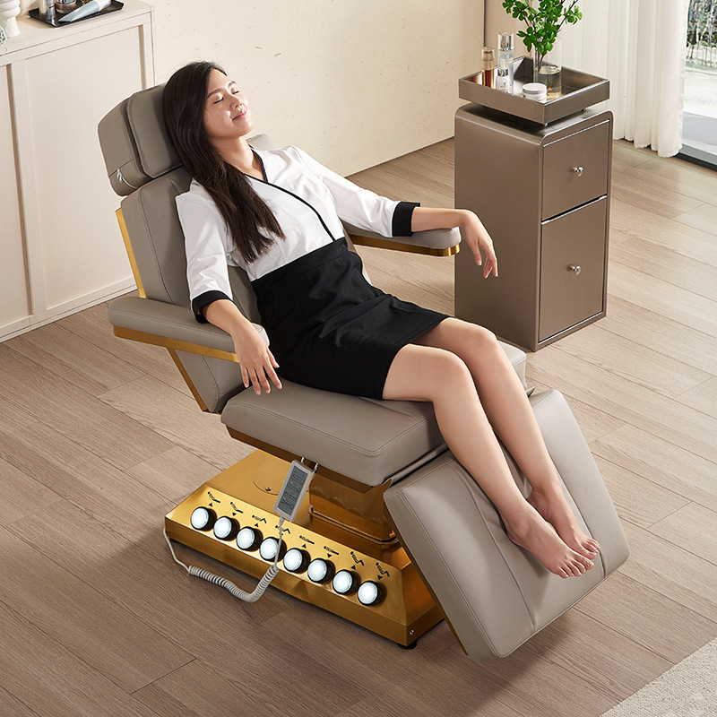Cama de masaje y tatuaje de venta directa de fábrica, cama plegable, especial para salón de belleza, cuidado corporal, totalmente automática, ajustable, eléctrica.