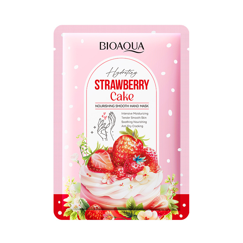 BIOAOUA Strawberry Cake Maschera mani nutriente e liscia 40 ml/paio Maschera mani autunno e inverno_voghion.com