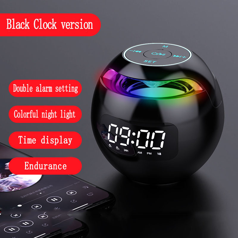 Transfronterizo reloj colorido atmósfera Bluetooth altavoz mini portátil hogar Tarjeta de bola pequeña pistola de acero equipo de audio