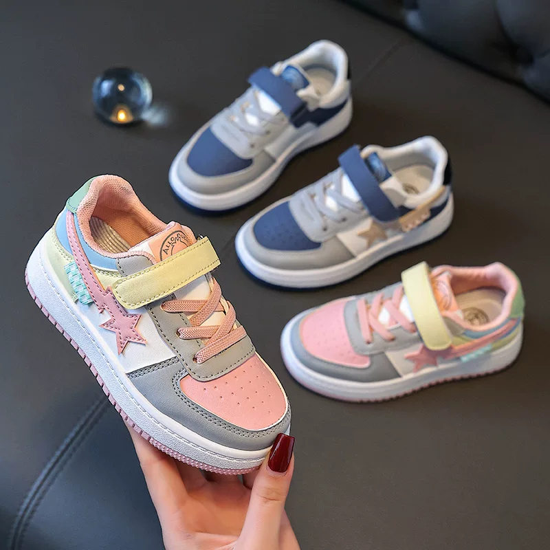 Girls' board shoes, fashionable trendy shoes, children's sports shoes 2025 new autumn girls campus white shoes indoor single shoes