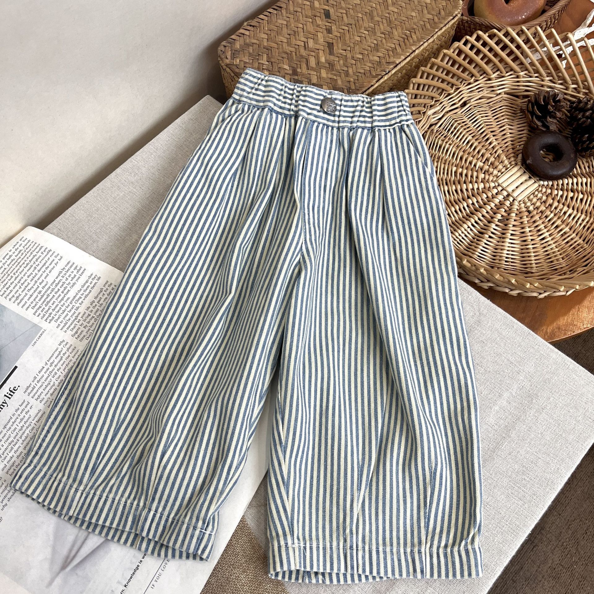 재고 [조커 필수] 2025 가을  일본유치원 클래식 외국식 조커 줄무늬 바지