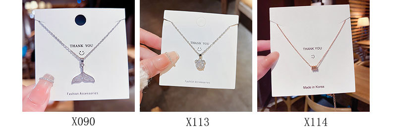Fashion Heart Shape Bow Knot Fish Tail Titanium Steel Plating Inlay Zircon Pendant Necklace 1 Piece display picture 1
