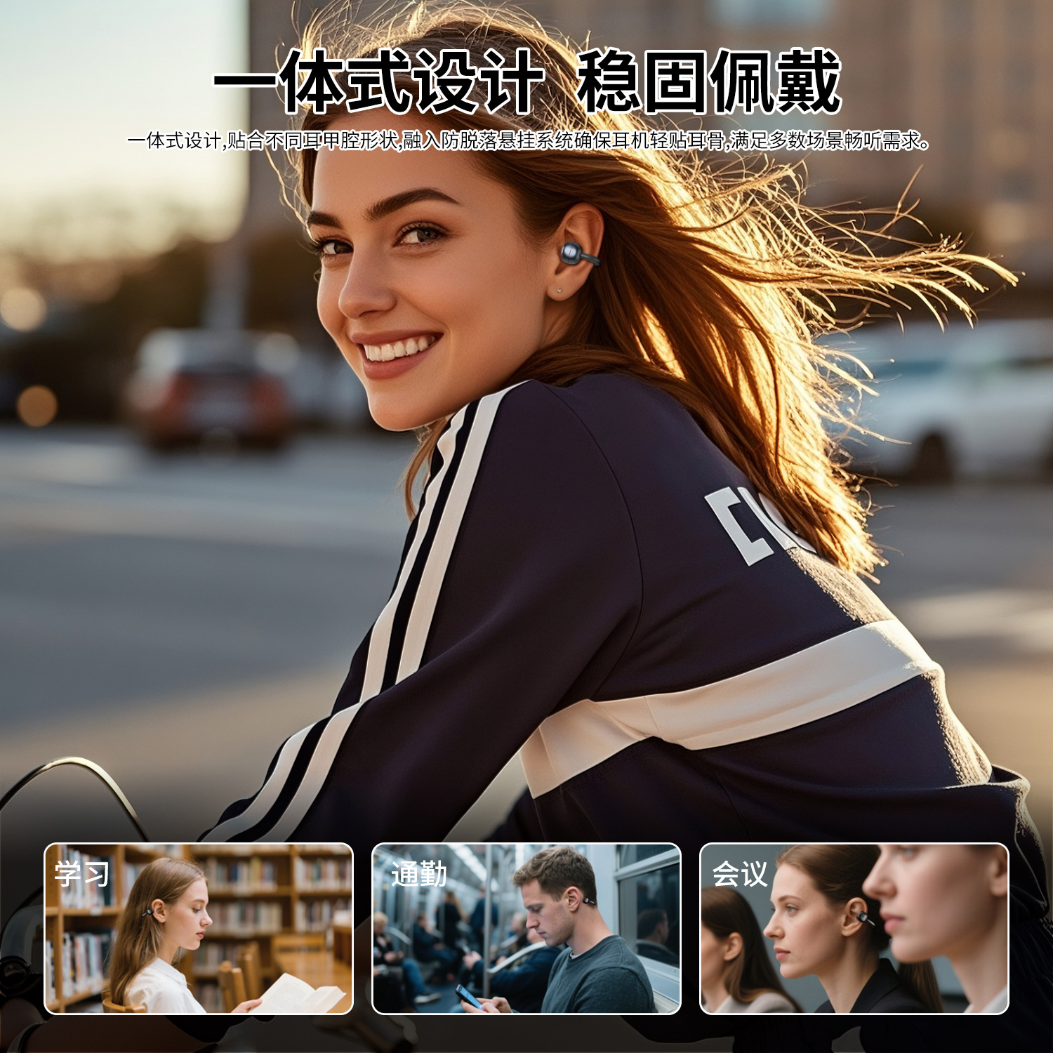 Yeni Model Bluetooth Kulak Klipsi Kablosuz Açık Kulak Tasarımı Gürültü Azaltıcı Koşu Spor Kulaklığı OWS Açık Stil