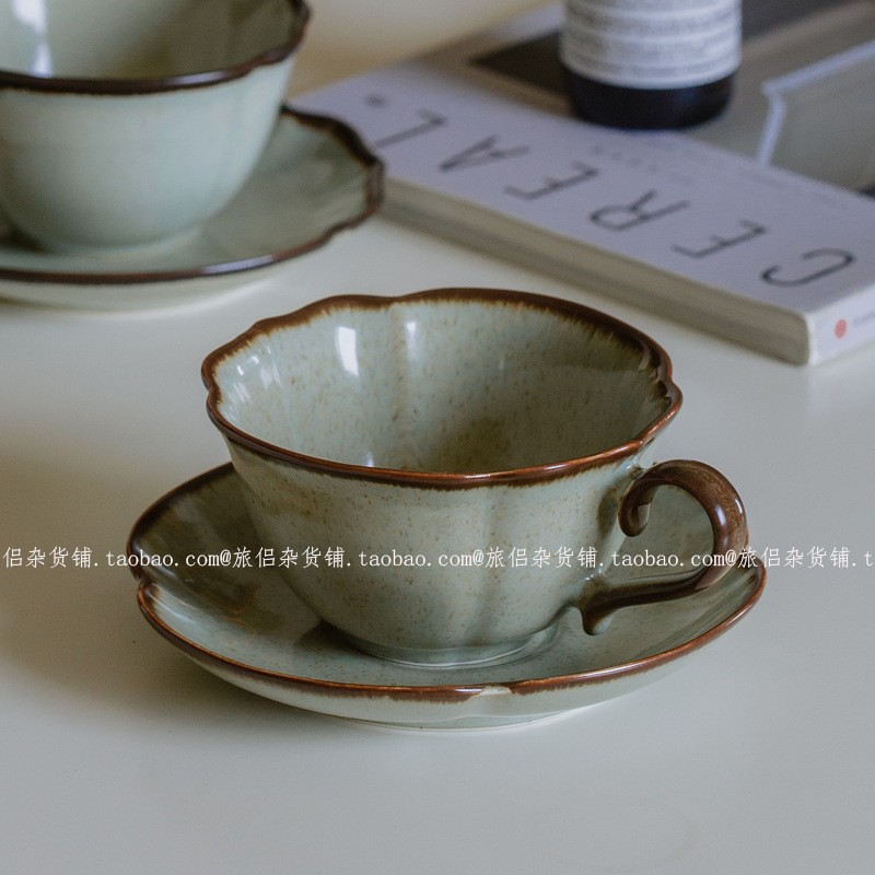 复古窑变釉下彩陶瓷咖啡杯碟拿铁拉花杯下午茶杯碟中乐釉实力工厂|undefined