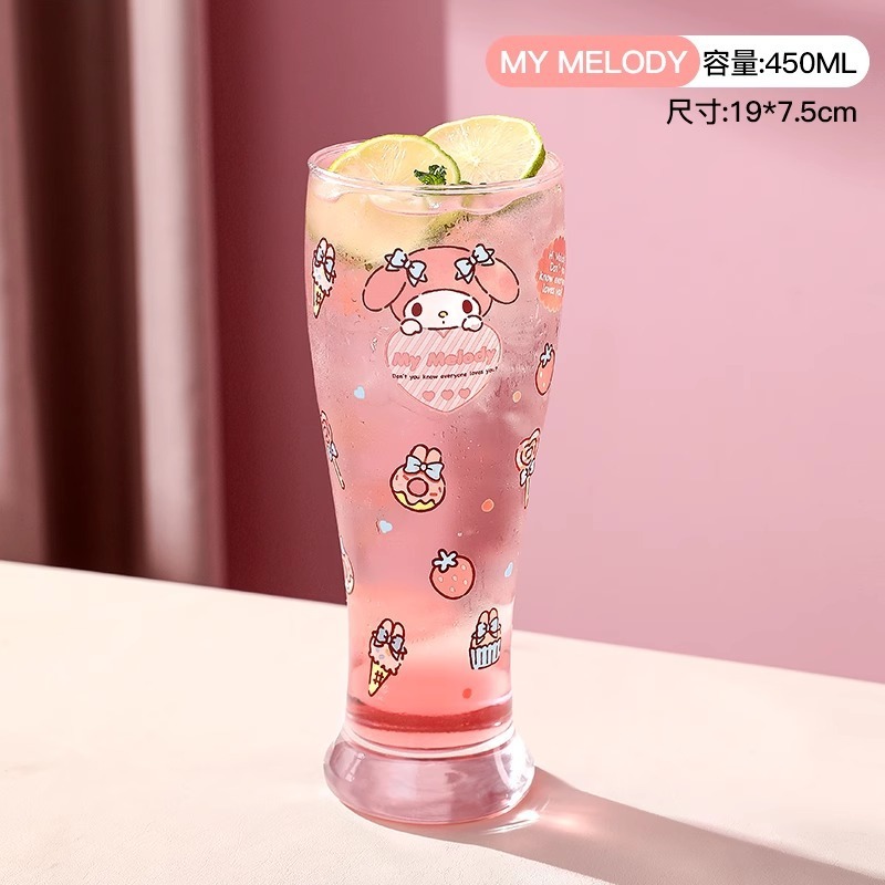 サンリオ ガラスカップ 女の子用 高見え 家庭用ドリンクカップ 大容量 ミルク ジュース ビール ドリンクカップ M|undefined