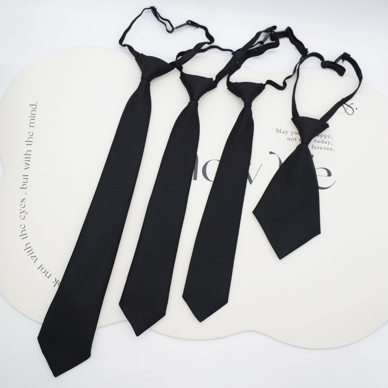 Tie men's Korean-style Japanese college style black fine-grained student knot-free school uniform uniform accessories casual business wear