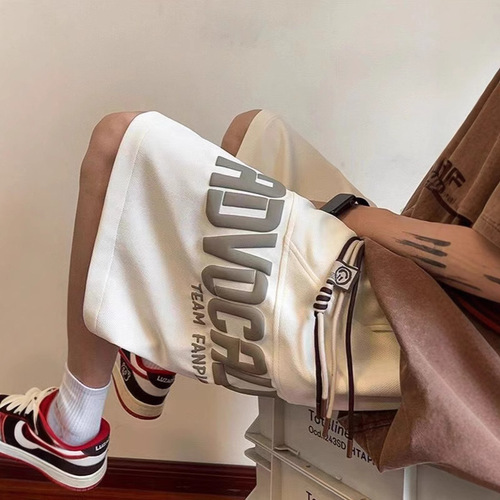 oversize high street printed casual shorts men's fashion brand sports American basketball 5 quarter pants summer thin style