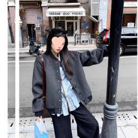 美式复古棒球服外套女秋冬2025新款韩系宽松慵懒休闲百搭夹克上衣