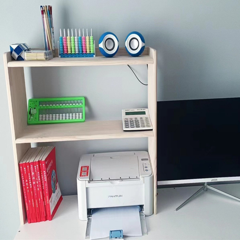 Simple Bookshelf Solid Wood Desktop Student Dormitory Table Storage Multi-Layer Bedroom Children's Desk Small Storage Rack