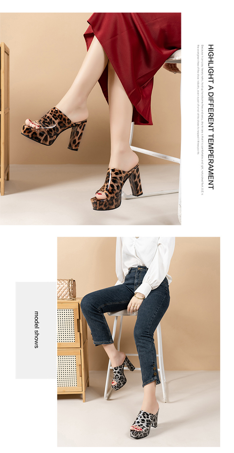 Women's Plus Size Leopard Print Sandals European American Style High Heels Chunky Heel Elegant Sexy Summer New Wish_vogvips.com